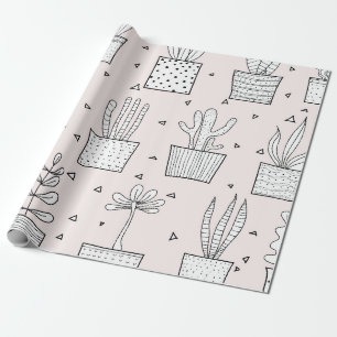 Papier Cadeau Motif Plante à pointes à main