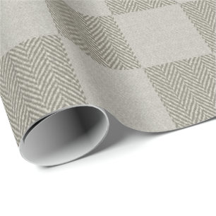 Papier Cadeau Motif plat neutre en bison gris-beige