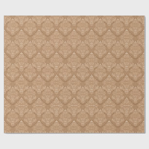 Papier Cadeau Motif plume Art nouveau en orange clair