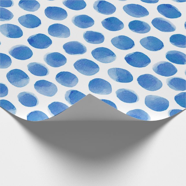 Papier Cadeau  Motif Pois bleu aquarelle  (Coin)