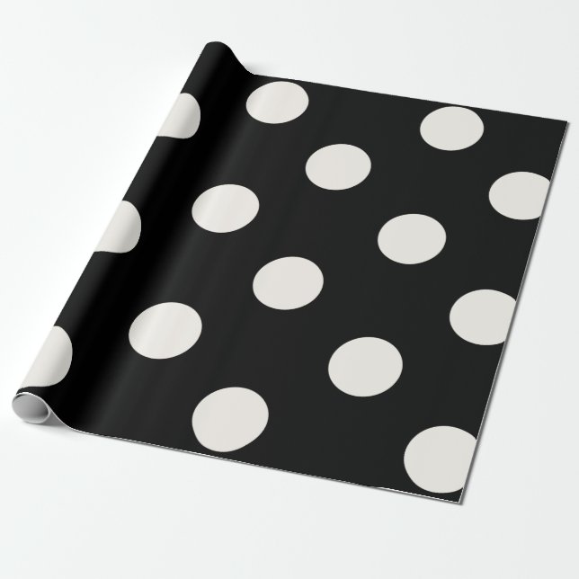 Papier Cadeau Motif Pois chic Vanilla sur Mariage noir (Déroulé)