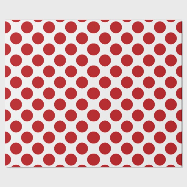 Papier Cadeau Motif Polka Blanc Classique Sur Rouge (Couture)