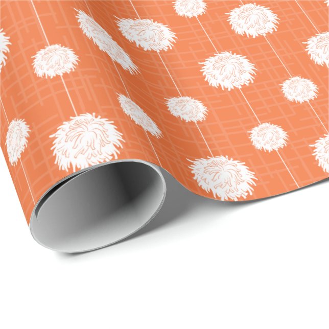 Papier Cadeau Motif Pom Pom Pom-pom girl orange (Coin rond)