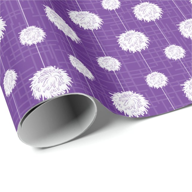 Papier Cadeau Motif Pom Pom violet Pom-pom girl (Coin rond)