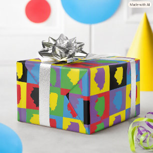Papier Cadeau Motif Pop Art de Fierté de l'État de l'Illinois