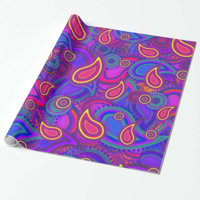 Papier Cadeau Motif pourpre de Paisley (Déroulé)