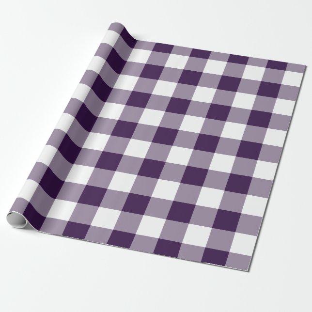 Papier Cadeau Motif pourpre et blanc de guingan (Déroulé)