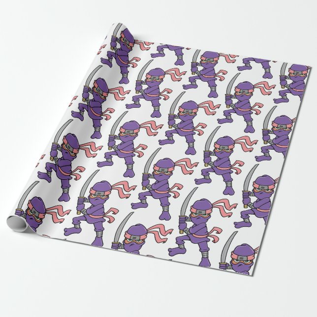 Papier Cadeau Motif pourpre personnalisable de Ninja (Déroulé)