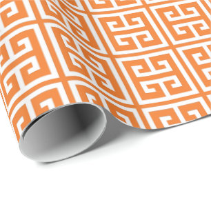 Papier Cadeau Motif principal grec orange de mandarine