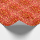 Papier Cadeau Motif propice chinois d'or rouge de fête<br><div class="desc">Conception propice propice de motif de chinois traditionnel rouge joyeux d'or.</div>