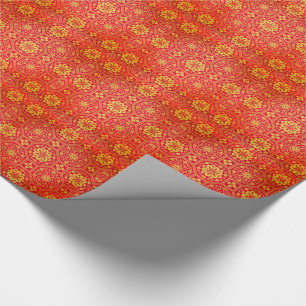 Papier Cadeau Motif propice chinois d'or rouge de fête