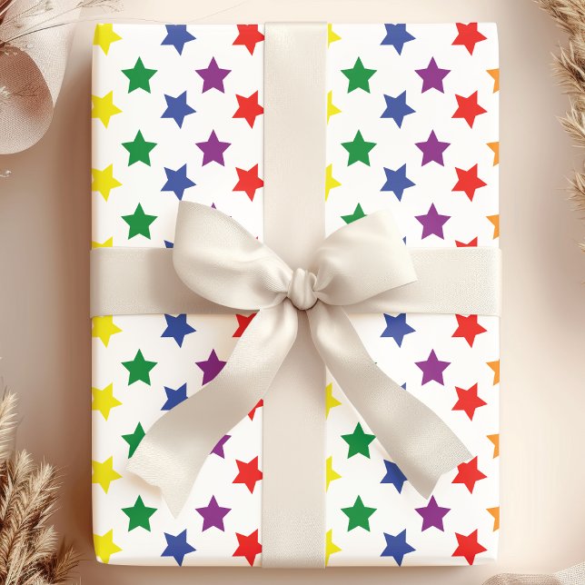 Papier Cadeau Motif Rainbow Stars (Créateur téléchargé)