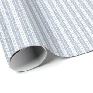 Papier Cadeau Motif rayé à chevrons bleu doux et fougère