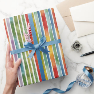 Papier Cadeau Motif rayé arc-en-ciel tendance et coloré