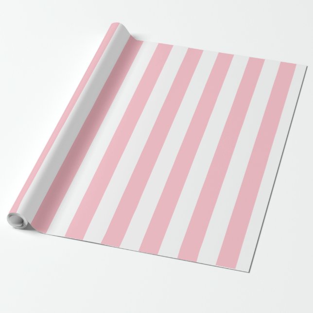Papier Cadeau Motif rayé blanc rose lumière élégant (Déroulé)