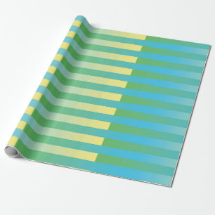 Papier Cadeau Motif rayé bleu jaune vert
