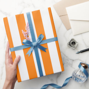 Papier Cadeau Motif rayé élégant orange vif et blanc