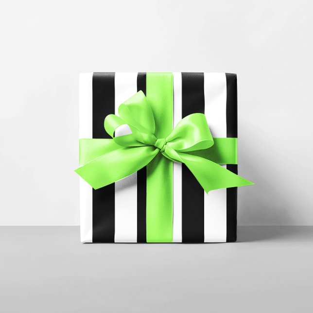 Papier Cadeau Motif rayé noir et blanc (Black and White Striped Pattern Wrapping Paper)