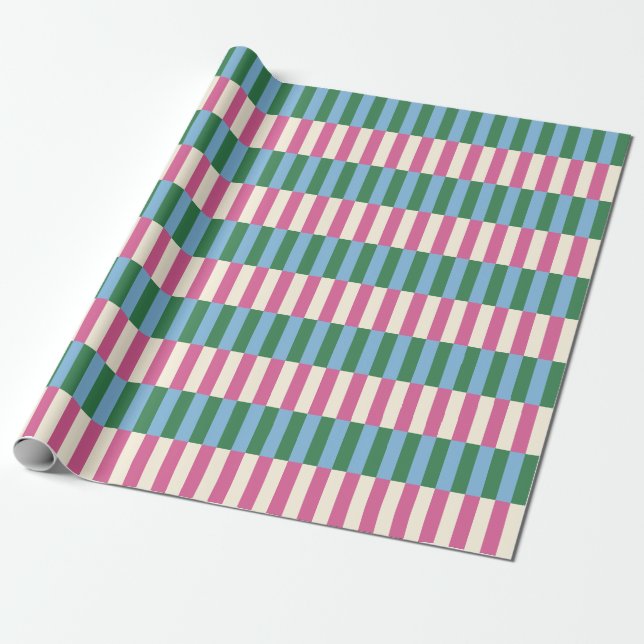 Papier Cadeau Motif rayé vertical coloré (Déroulé)