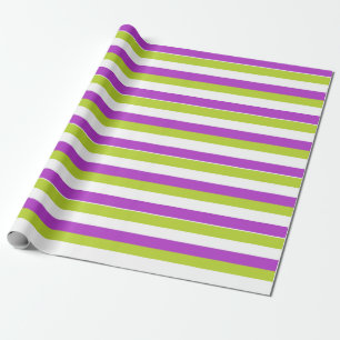 Papier Cadeau Motif rayé violet et vert citron vibrant