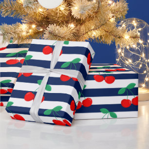 Papier Cadeau Motif Rayure Cerise – Cadeau & Décoration de Fruit