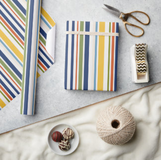 Papier Cadeau Motif rayure verticale moderne coloré