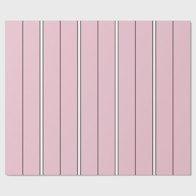 Papier Cadeau Motif rayure verticale rose pâle minimal (Plat)