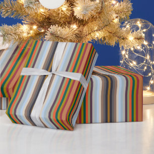 Papier Cadeau Motif rayures colorées automne hiver
