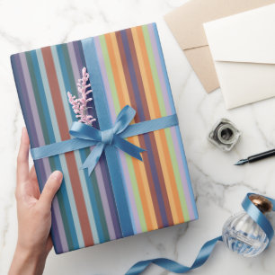 Papier Cadeau Motif rayures colorées automne hiver