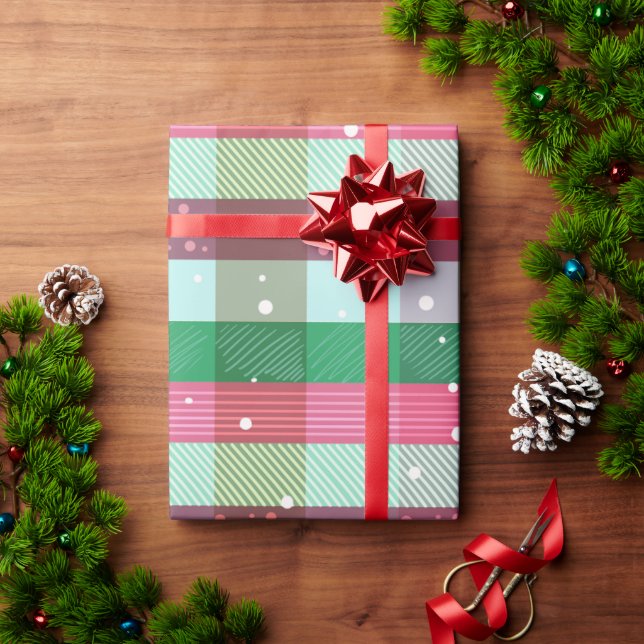 Papier Cadeau Motif rayures de Noël classique (Cadeau de vacances)