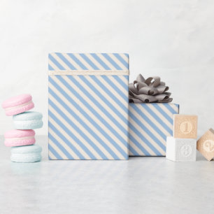 Papier Cadeau Motif rayures diagonales bleu et blanc joli