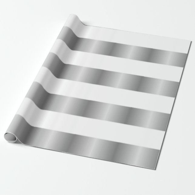 Papier Cadeau Motif rayures grises et blanches (Déroulé)
