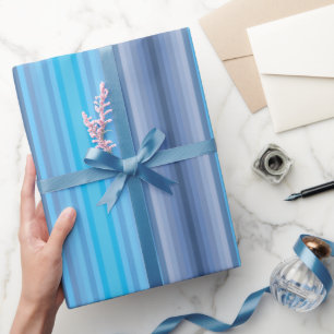 Papier Cadeau Motif rayures printemps été hiver bleu coloré