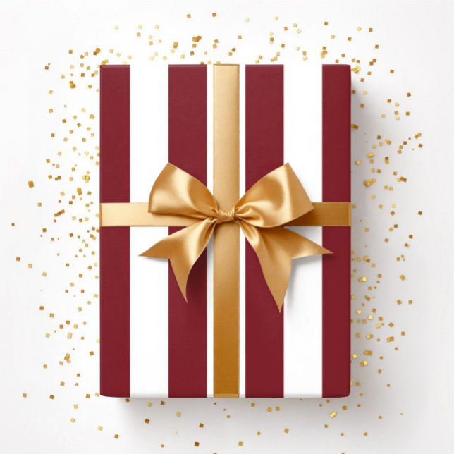 Papier Cadeau Motif rayures rouges et blanches de Noël (Christmas Red And White Stripes Pattern Wrapping Paper)