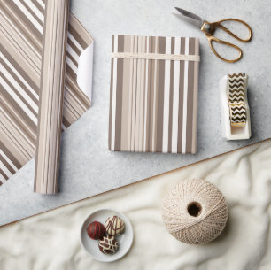 Papier Cadeau Motif rayures ton neutre terrien