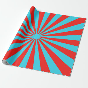 Papier Cadeau Motif rayures turquoise et rouge rayures