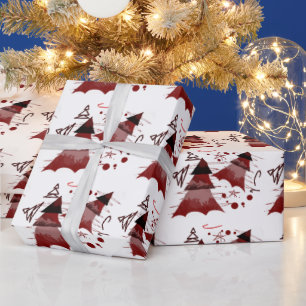 Papier Cadeau Motif Red Christmas Trees