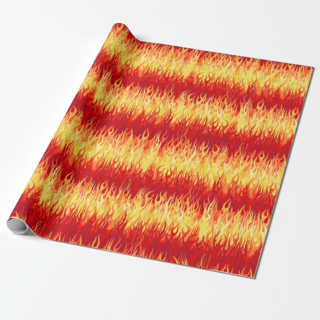 Papier Cadeau Motif Red Flames - Hot Rod (Déroulé)