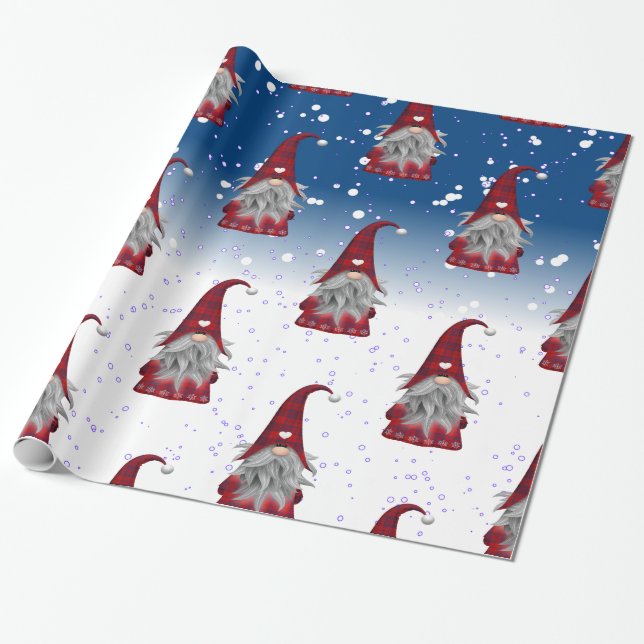 Papier Cadeau Motif Red Gnomes (Déroulé)