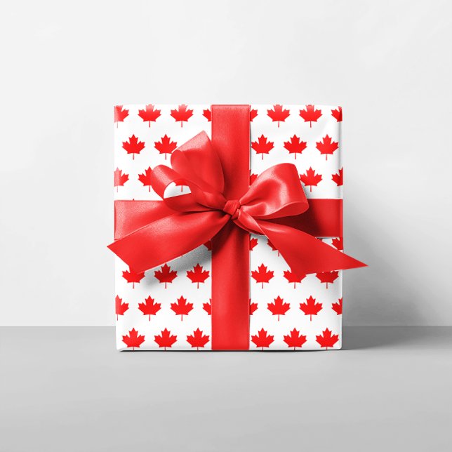 Papier Cadeau Motif Red Maple Leaf (Red Maple Leaf Pattern Wrapping Paper)