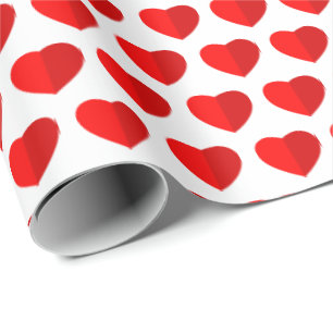 Papier Cadeau Motif Red Paper Hearts