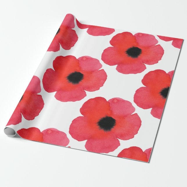 Papier Cadeau Motif Red Poppy (Déroulé)