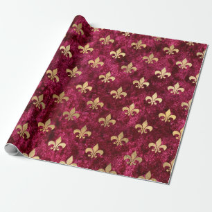 Papier Cadeau Motif Red Velvet Fleur De Lis Mardi Gras Orleans