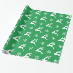 Papier Cadeau Motif Rennes et Flocons de neige