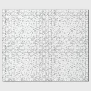 Papier Cadeau motif répétitif de puzzle noir et blanc