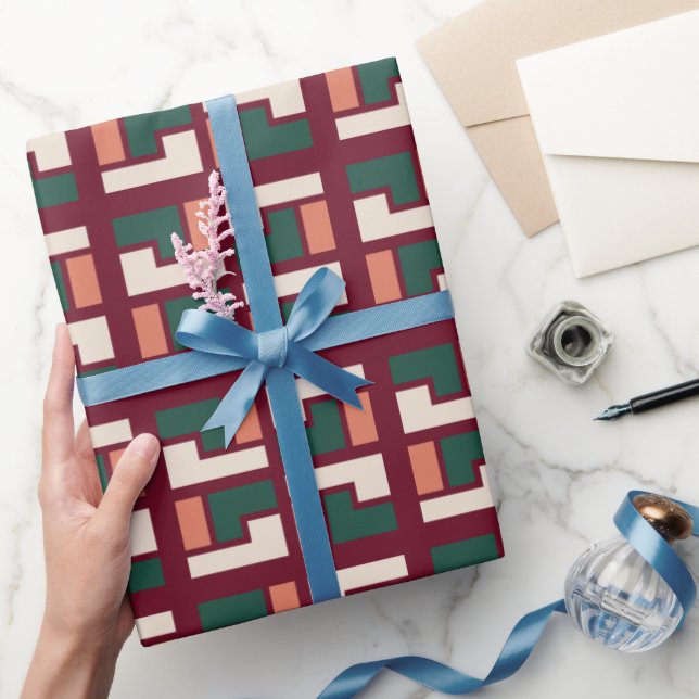 Papier Cadeau Motif rétro géométrique (Cadeaux)
