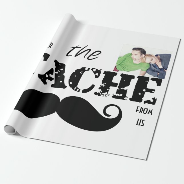 Papier Cadeau Motif rétro Mustache Hipster (Déroulé)