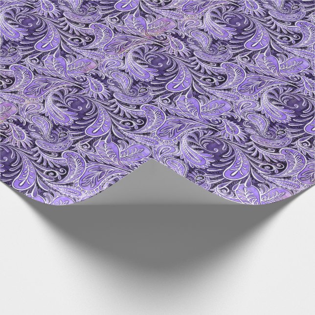 Papier Cadeau Motif rétro Purple Paisley (Coin)