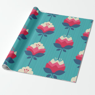 Papier Cadeau motif rétro transparent avec fleurs