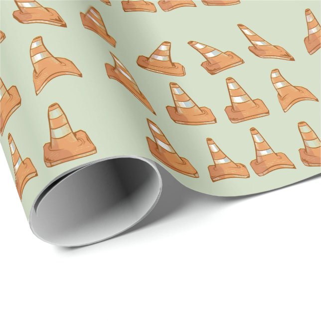 Papier Cadeau Motif Road Cone (Coin rond)